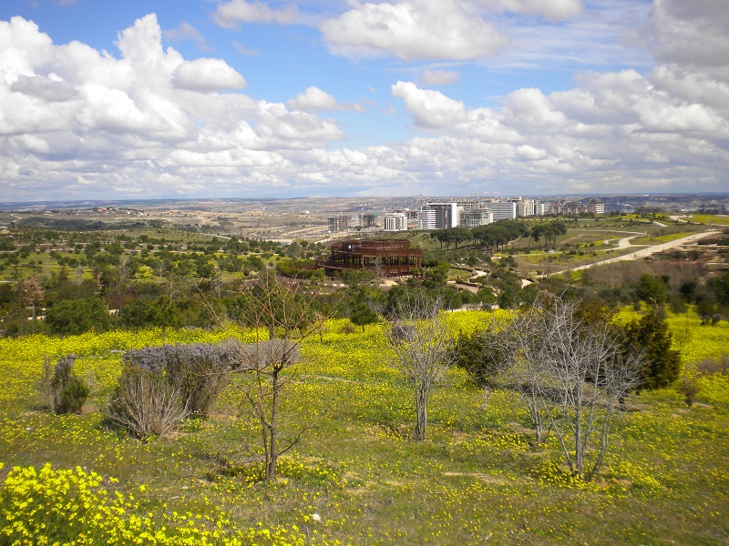 parque forestal de valdebebas felipe vi bosque metropolitano y arco verde isla de color madrid